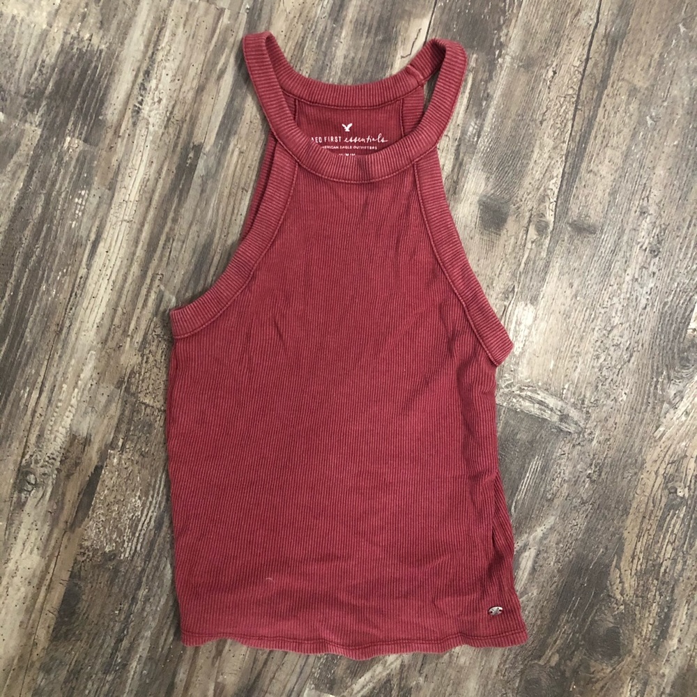 Halter neck tank maroon
